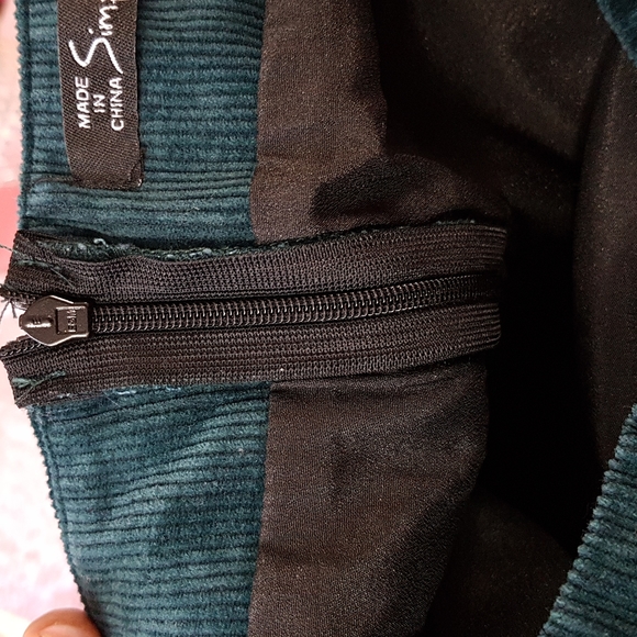 New Embroidered Mini Teal Corduroy Skirt - Picture 17 of 17